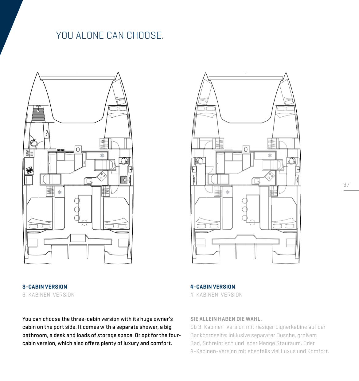 Nautitech 40 Open 3-cabin owner version layout (cropped)